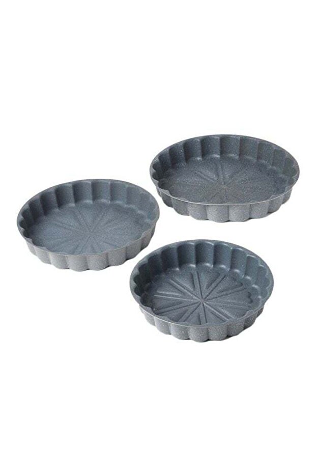 DESSINI 3-Piece Granite Cake Pan Set Grey Small Pan (24), Medium Pan (28), Large Pan (32)cm