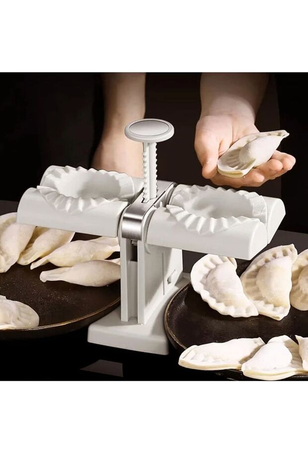 DubaiGallery Automatic Double Head Dumpling Maker Kitchen Artifact Manual Press Dumpling Machine Fo - 1