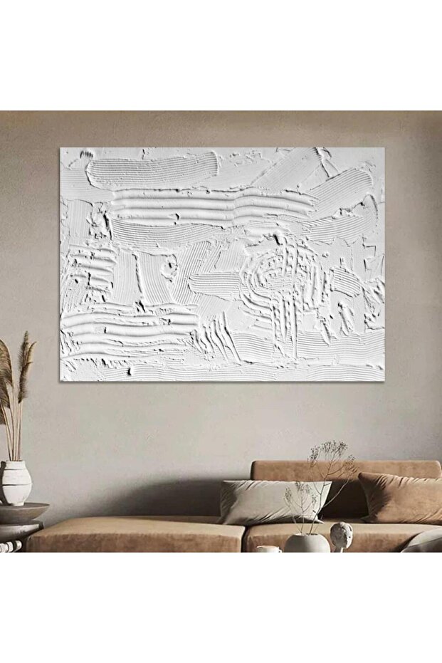 لوحة جدارية قماشية كانفس جبس مطبوعة بتصميم فني جميل بإطار فضي، 40×60 سم