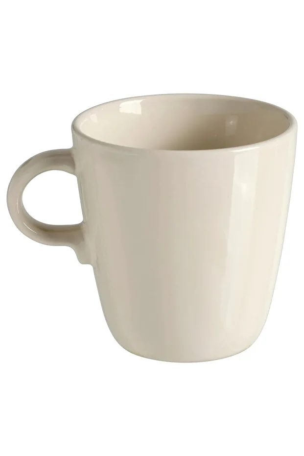 QUİCK 2 Adet Kulplu Kupa Yükseklik 10 Cm 2'li Set Çay Fincanı Bej Renk Bardak Hacim 370 ml Stoneware - 2