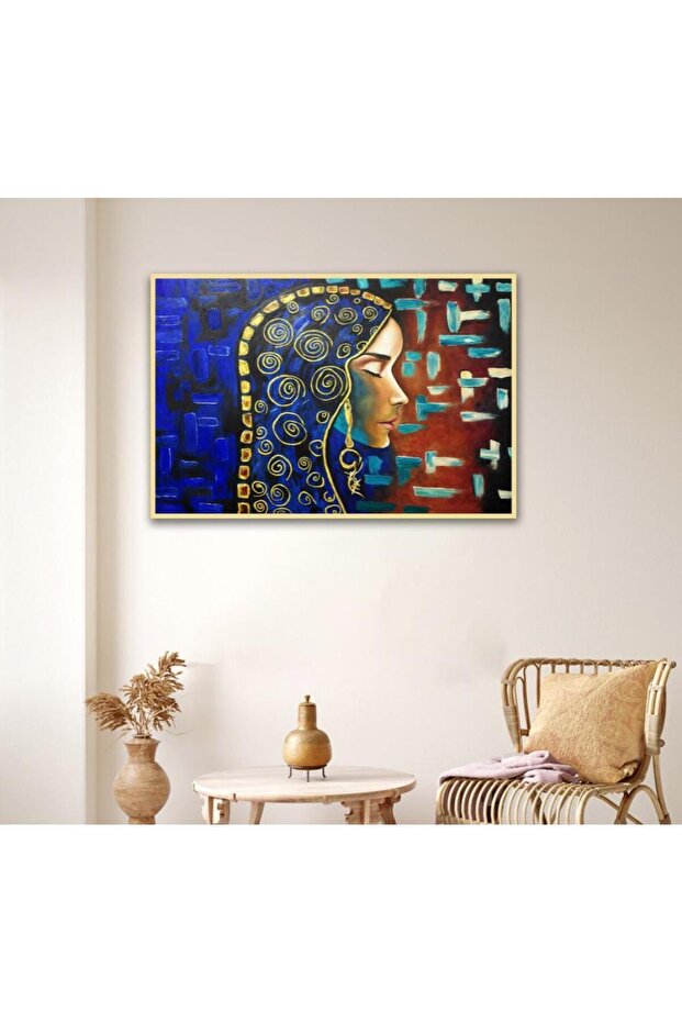 لوحة جدارية قماشية كانفس بتصميم امرأة، اطار مخفي 60×90 سم