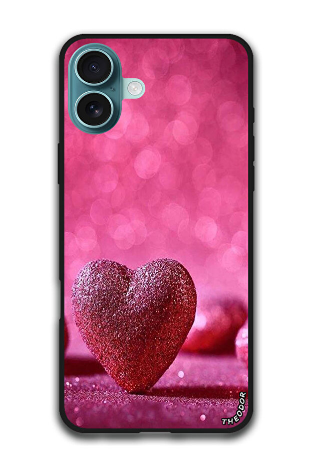Protective Case Anti Scratch Shock Proof Cover For iPhone 16 Plus (6.7)-inch Dark Pink Gliter Heart