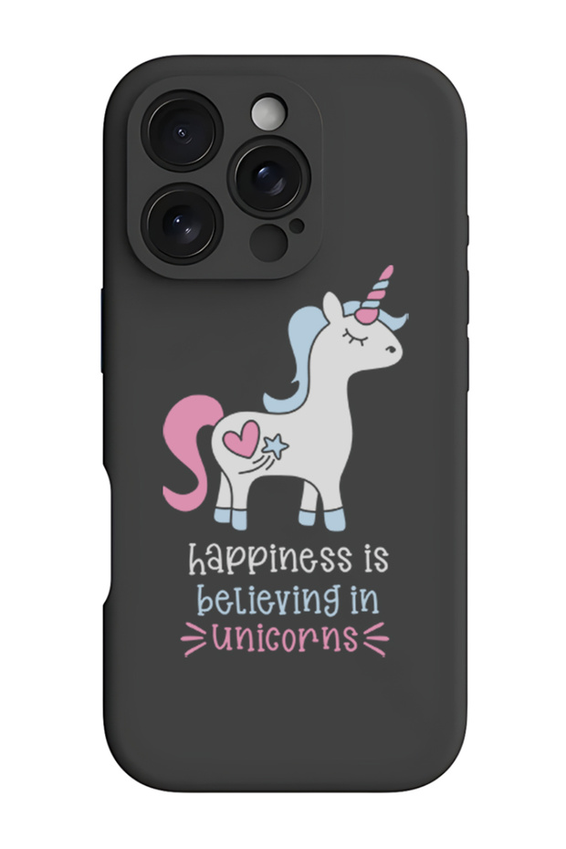 iPhone 16 Pro Max Black Protective Liquid Silicone Shockproof Case - Happiness is believing