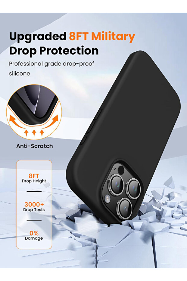 غطاء حماية سيليكون سائل مقاوم للصدمات لهاتف iPhone 16 Pro أسود - Einstein - 5