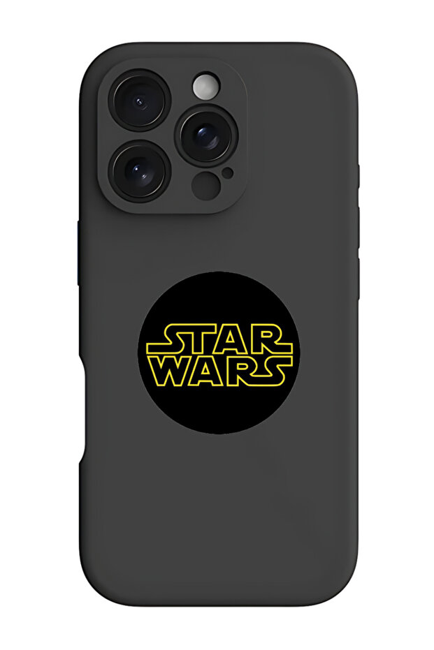 iPhone 16 Pro Max Black Protective Liquid Silicone Shockproof Case - Star wars