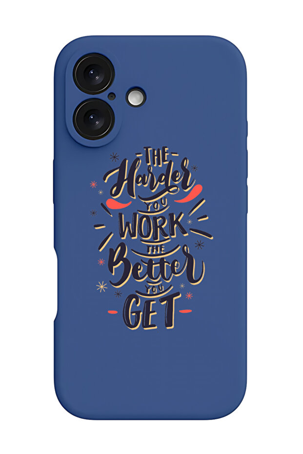 iPhone 16 Plus Blue Protective Liquid Silicone Shockproof Case - Harder you work