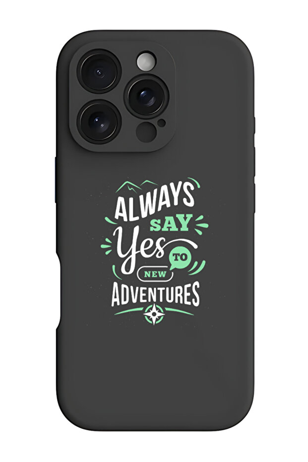 iPhone 16 Pro Black Protective Liquid Silicone Shockproof Case - always say yes to