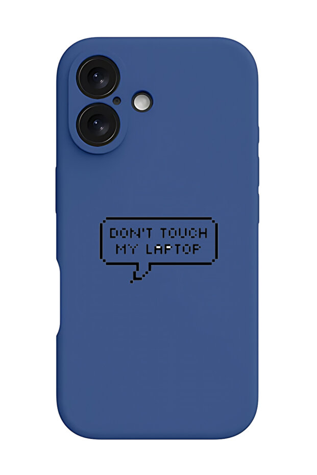 iPhone 16 Blue Protective Liquid Silicone Shockproof Case - Dont touch my laptop