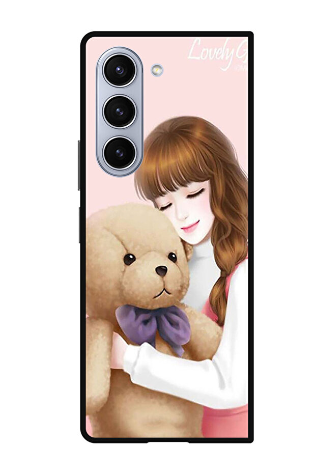 Protective Case Anti Scratch Shock Proof Cover For Samsung Galaxy Z Fold 5 Lovely Girl Witih Teddy