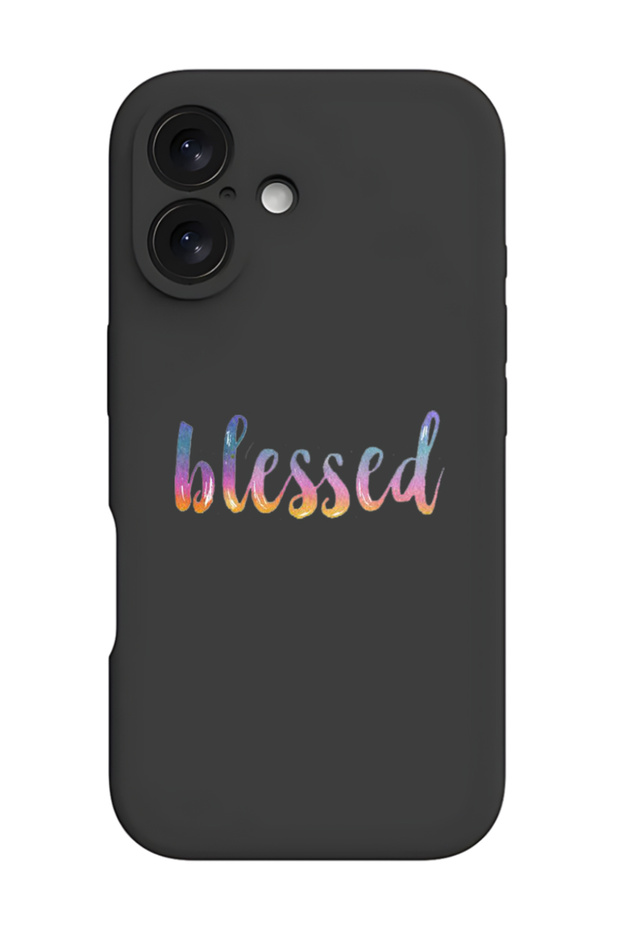 iPhone 16 Plus Black Protective Liquid Silicone Shockproof Case - Blessed - 1