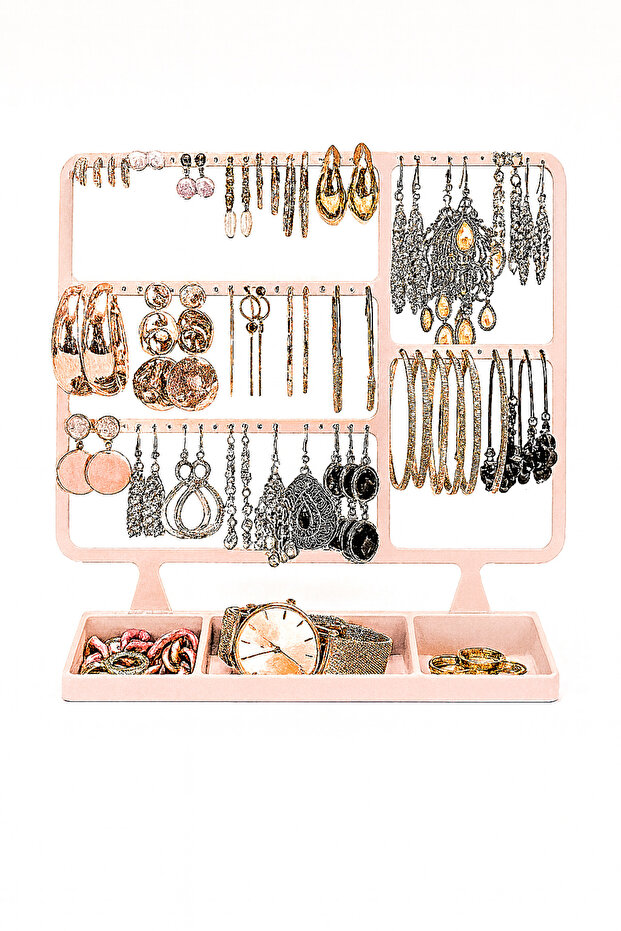 Jewelry and Watch Organizer Stand | Earrings, Ring, Bracelet, Watch Organizer (Pink)