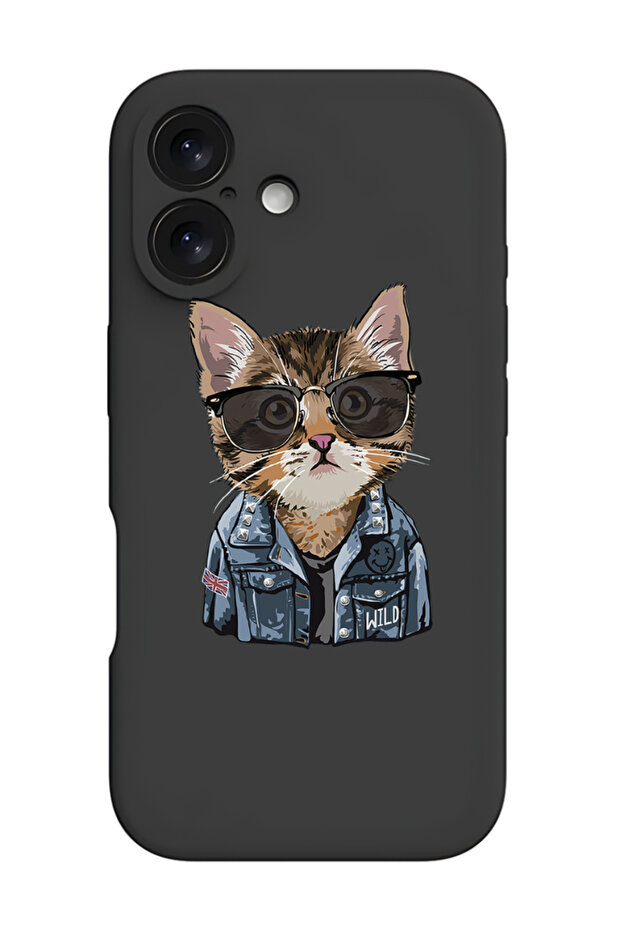 iPhone 16 Plus Black Protective Liquid Silicone Shockproof Case - swag cat