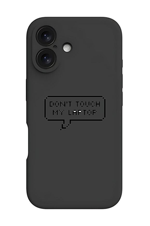 iPhone 16 Plus Black Protective Liquid Silicone Shockproof Case - Dont touch my laptop