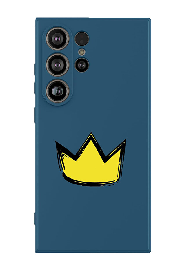 Protective Liquid Silicone Shockproof Case For Samsung Galaxy S25 Ultra (Blue) - Yellow Crown
