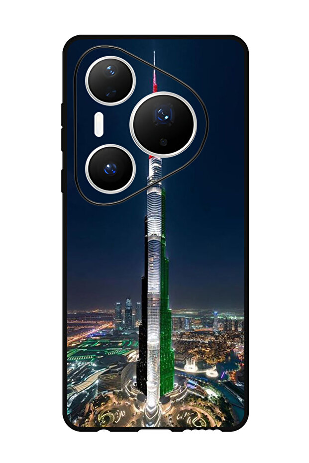 Case Compatible with Huawei Pura 80 Pro 6.8 Inch Protection Shockproof Cover Burj Khalifa UAE Flag