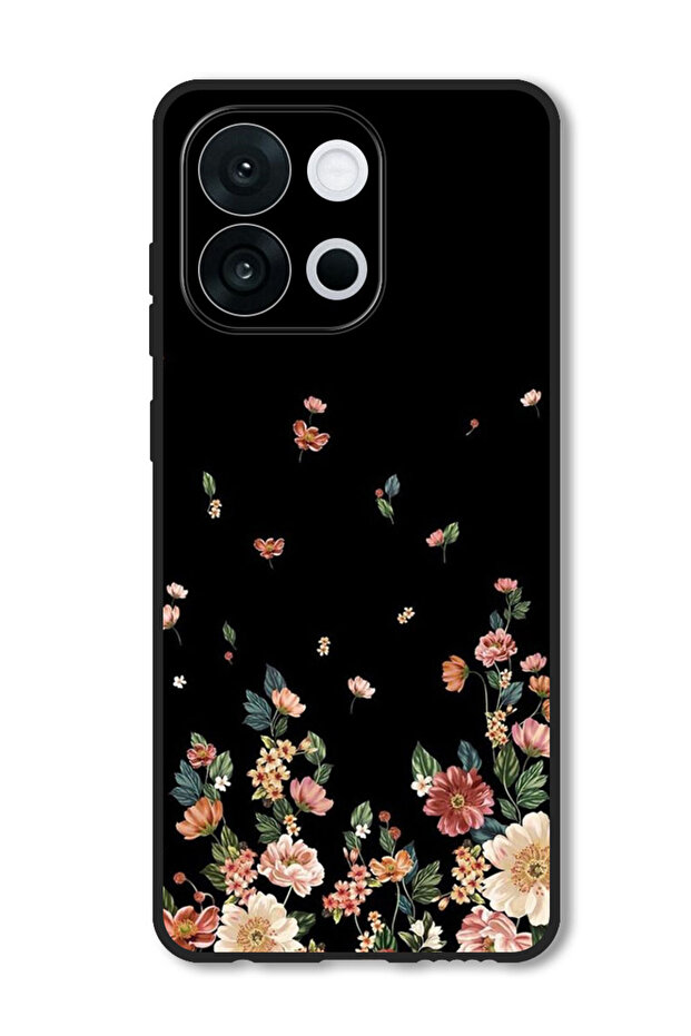 Case Compatible with OnePlus 13s 6.32 Inch Protection Shockproof Cover Flowers in Black Background