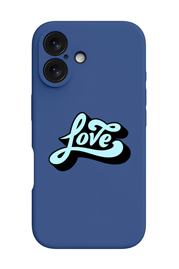 iPhone 16 Blue Protective Liquid Silicone Shockproof Case - Be Happy