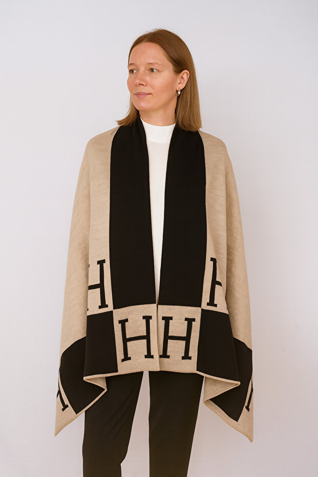 شال تريكو منقوش على الوجهين - 1