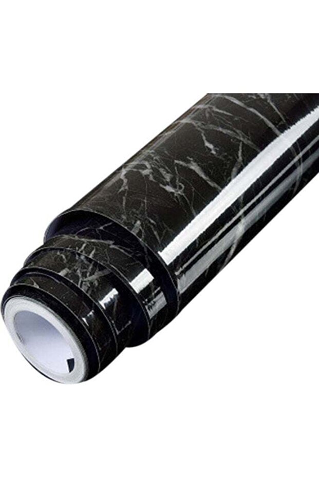 ملصق حائط مقاوم للماء بنمط رخامي أسود - 1