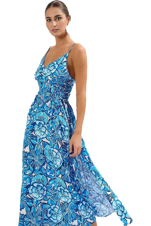 Women's Maxi Dress Floral Print V Neck Sleeveless Viscose Summer Beach Dress Casual Combinations