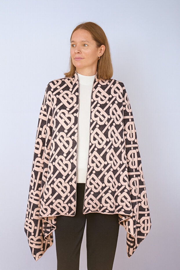 B شال تريكو منقوش على الوجهين - 1