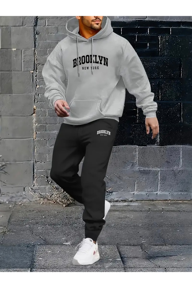 Brooklyn New York Printed Unisex Women/Men Hooded Oversize Bottom/Upper Tracksuit Set