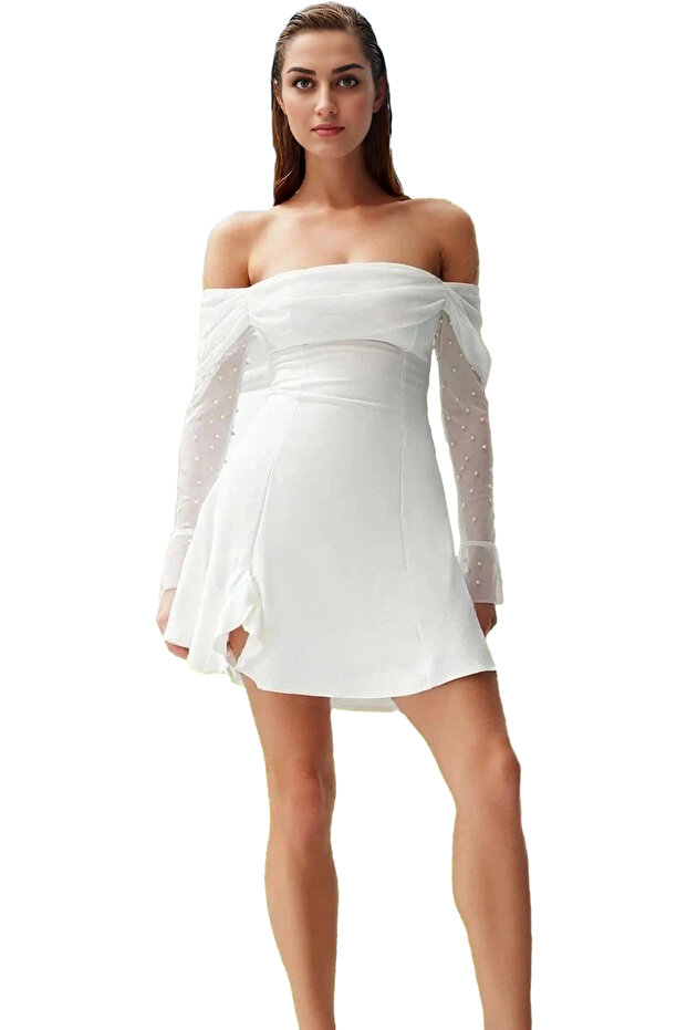 Women's A-Line Mini Dress with Pearls Elegant Design for Special Occasions Summer Essential
