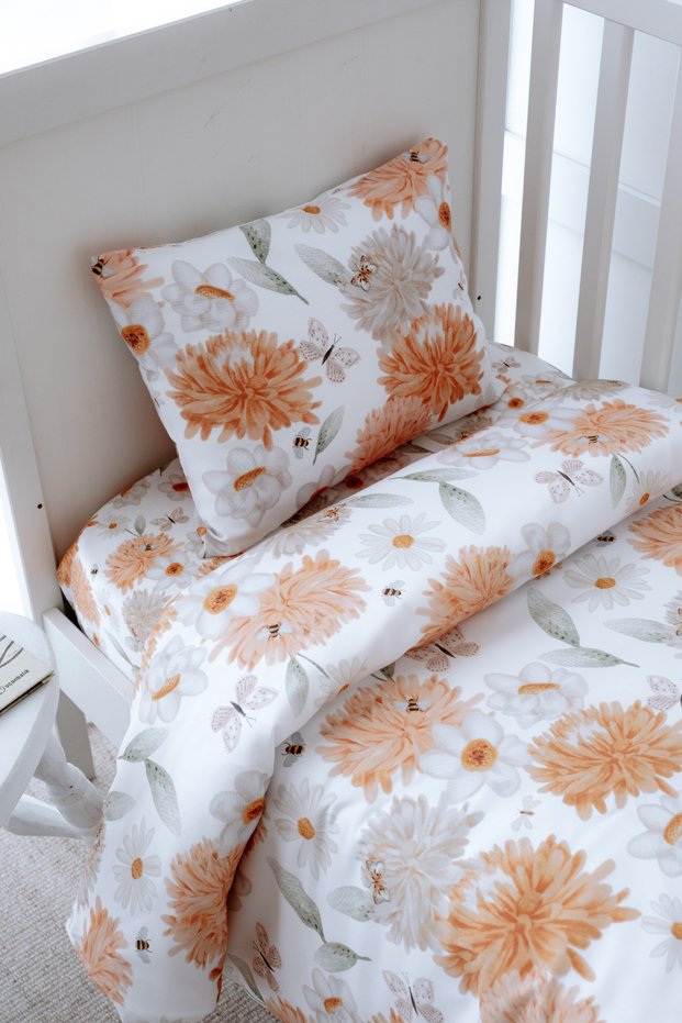 Large Floral Sheeted Park Bed Duvet Cover Set (80X120 - 35X45 - 70X110) -Flower Party