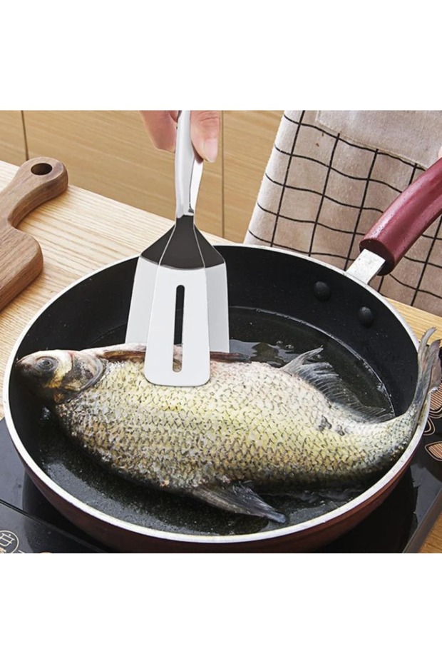 Steel 23cm Fish Steak Bbq Tongs Meat Serving Scoop Spoon Spatula