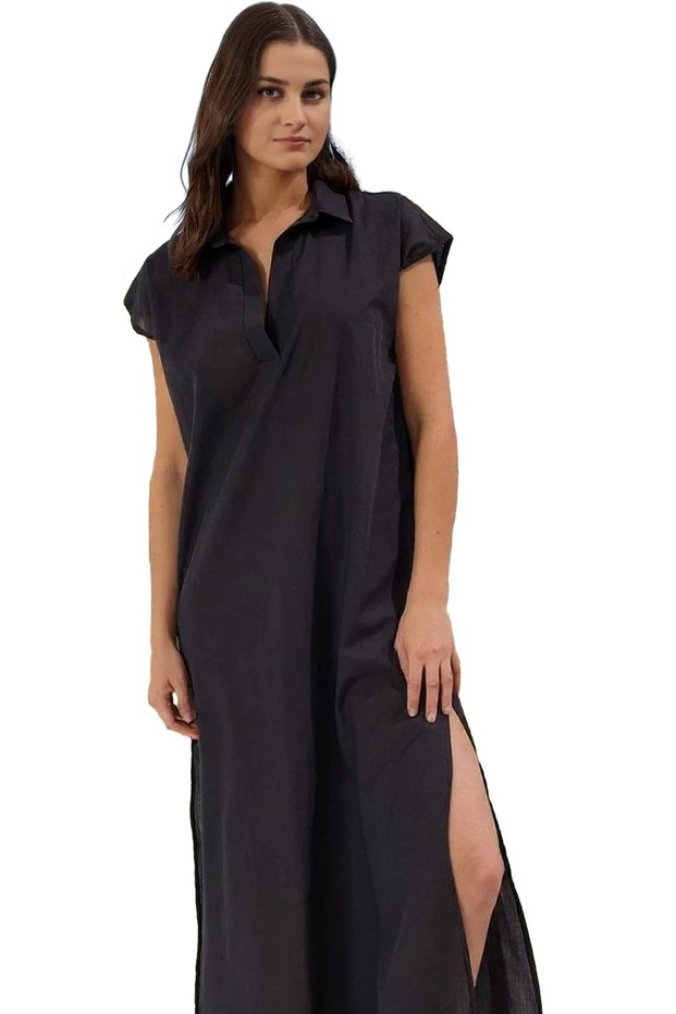 Women's Midi Length Cotton Voile Dress Shirt Collar Shift Casual Summer Summer Indispensable