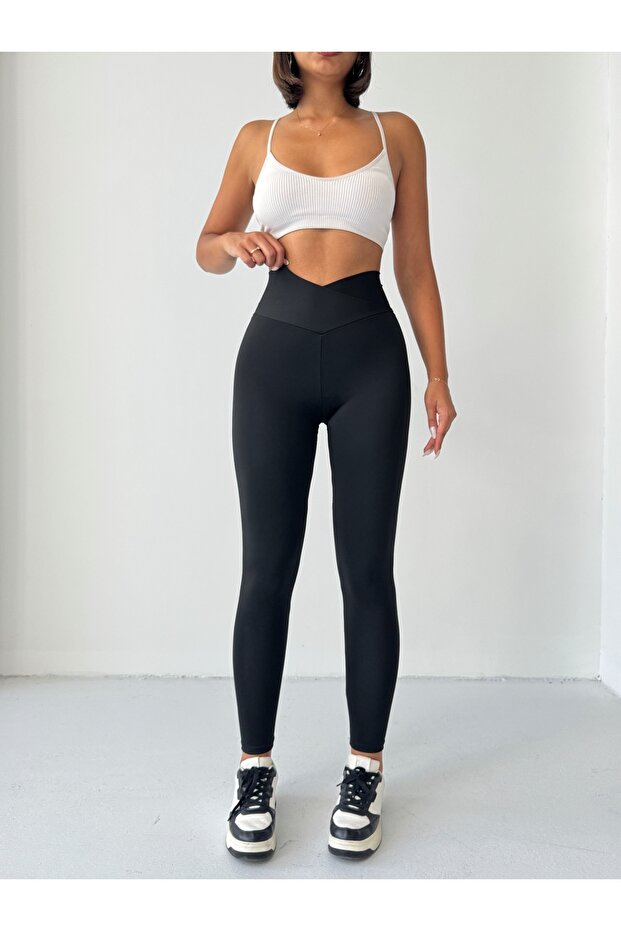 Трусики з високою талією, з кроковим поясом, вузькими штанинами, чорні - 3