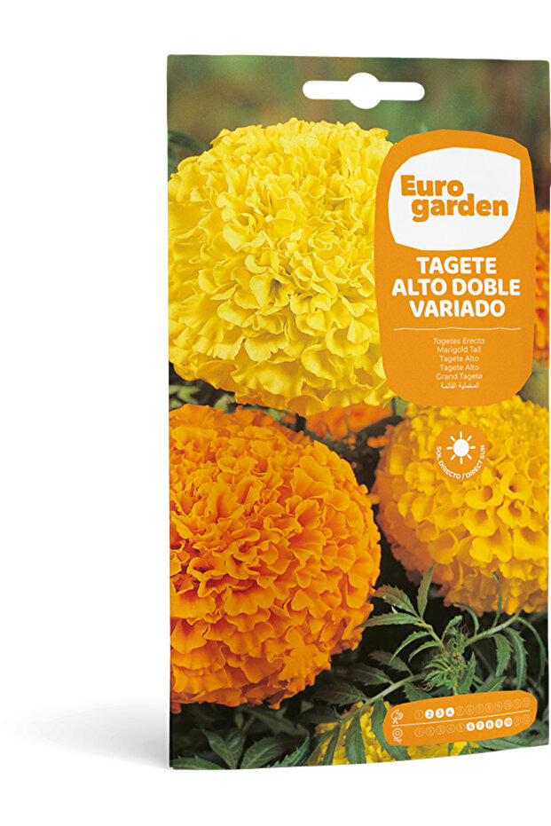 Marigold Tall Double Mix (Tagete Alto Doble Variado) Premium Quality Seeds Made in Spain