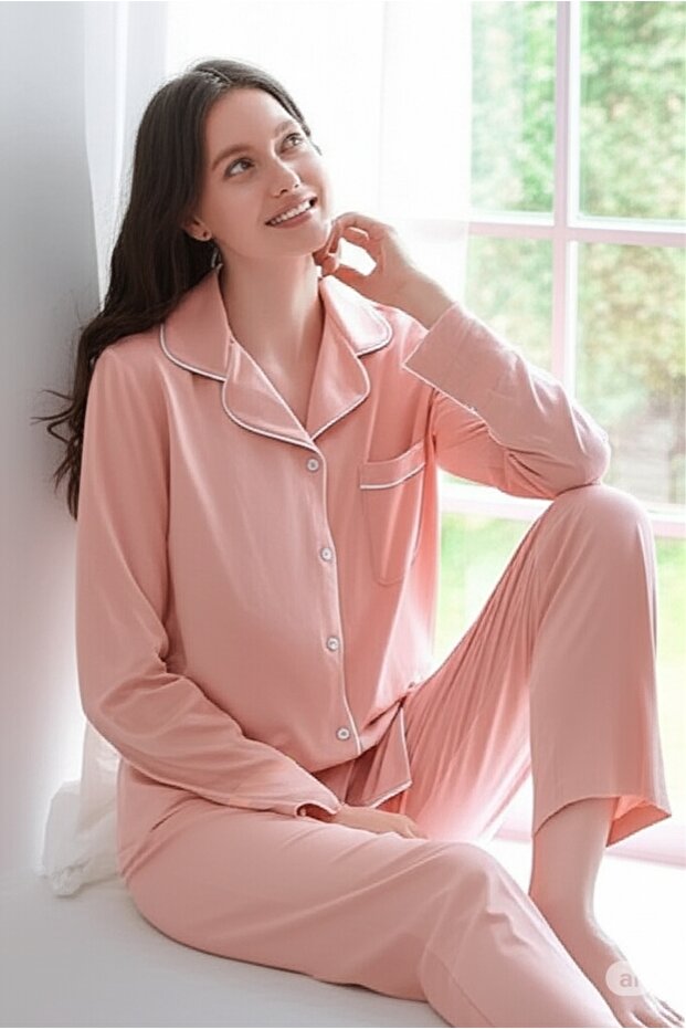 Dört Mevsim %100 Pamuk Uzun Kol Pijama Takımı - 3