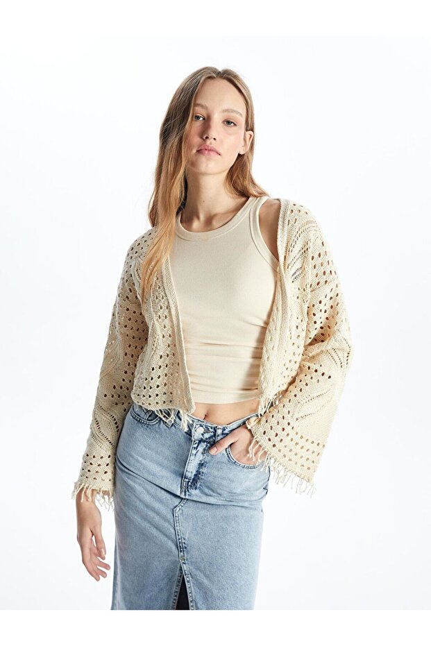 Kadın Krem Rengi Hırka Bg90 - 2