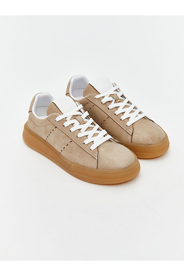 Bej Bağcıklı Kadın Spor Ayakkabı - 1