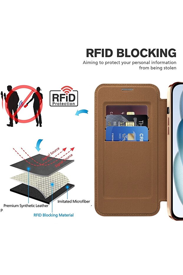 IPhone 15 Case - SmartMag Book Case - Brown - 4