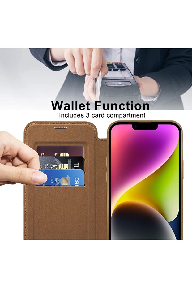 IPhone 14 Plus Case - SmartMag Book Case - Brown - 5