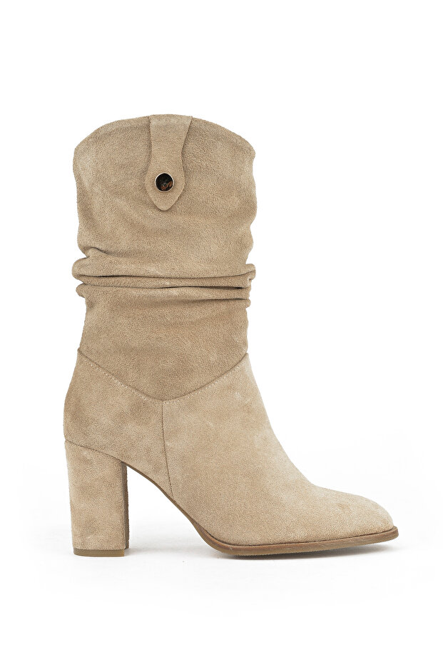 , Women's Genuine Leather Boots 1531050Z25100670K Beige