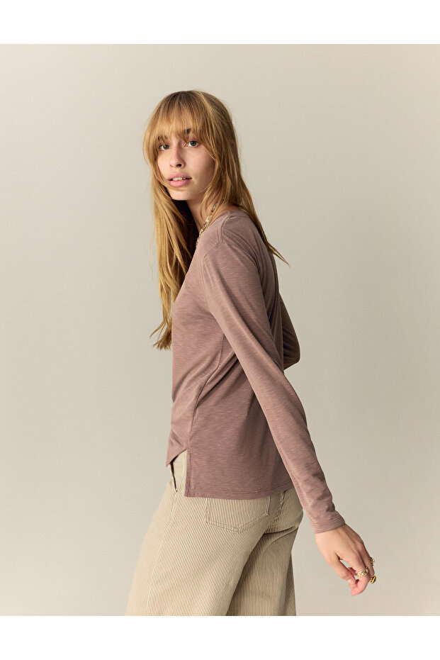 V Yaka Triko Bluz - 2