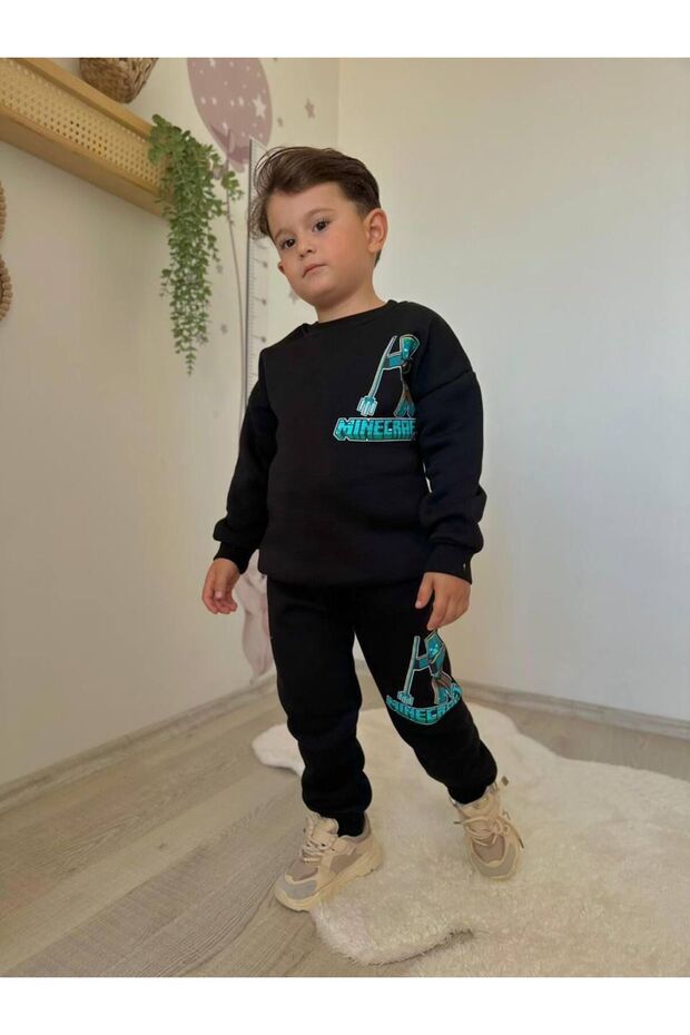 Charactered Striped Boys' Double Tracksuit Set
