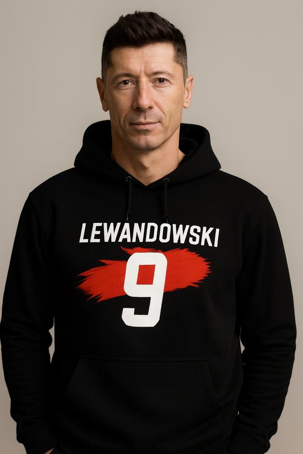 Lewandowski Number 9 Hooded Kangaroo Pocket Sweatshirt – Poland Football Star Design