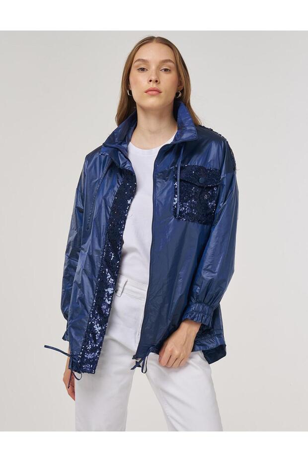 Payet İşlemeli Ceket İndigo - 1