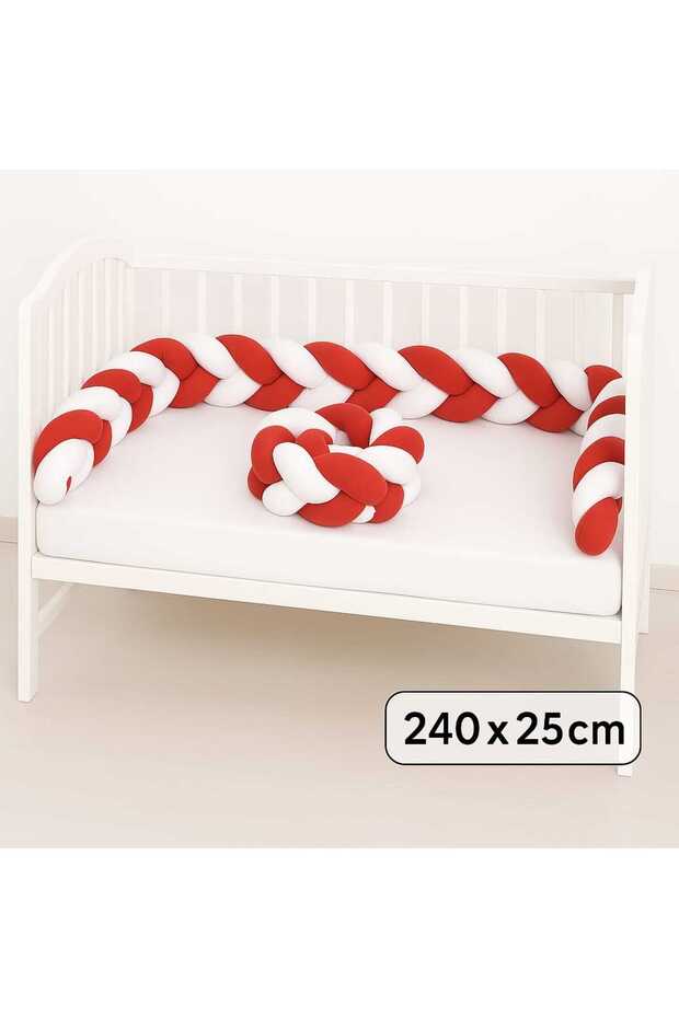 Knitted Protection 240 *25 cm 3-Piece Knitted Crib Protector Red
