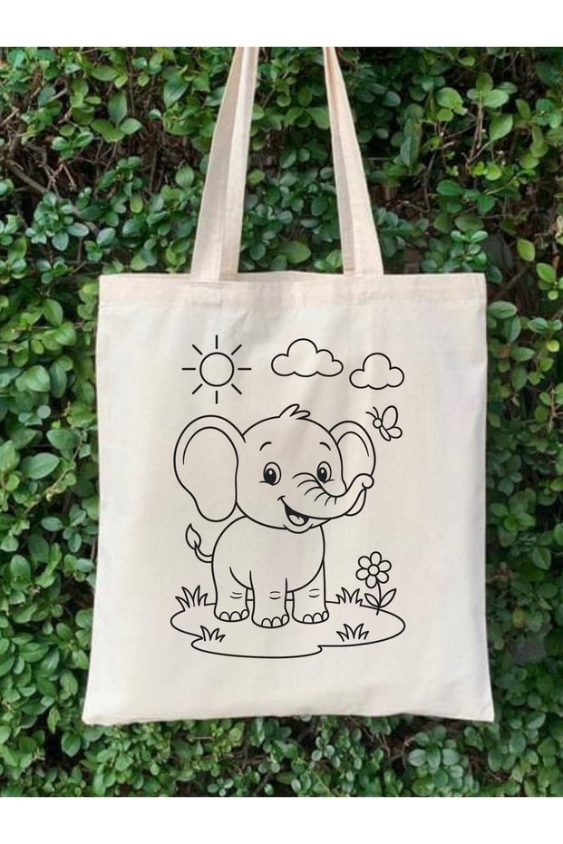 Cute Elephant Painting Bag Hobby 35*40 cm Raw Cloth Bag Painting Kindergarten Children Activity Painting