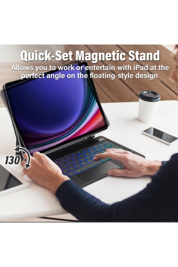Galaxy Tab S9 Plus Magic Keyboard Wireless Case with Trackpad, Stand & Backlit Keys - 2