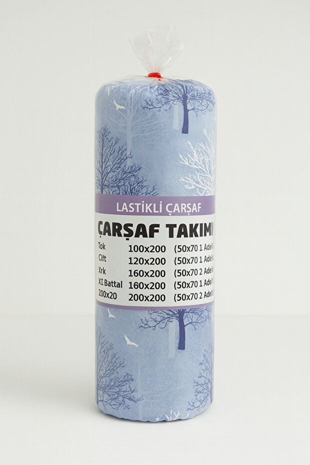 Double Cotton Fitted Sheet + 2 Pillowcases Bedding Set Durable Patterned Set - 5