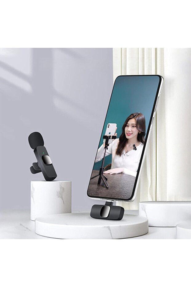 Compatible Wireless Lavalier Microphone for iPhone iPad USB C Smartphone Plug and Play Mini Mic for