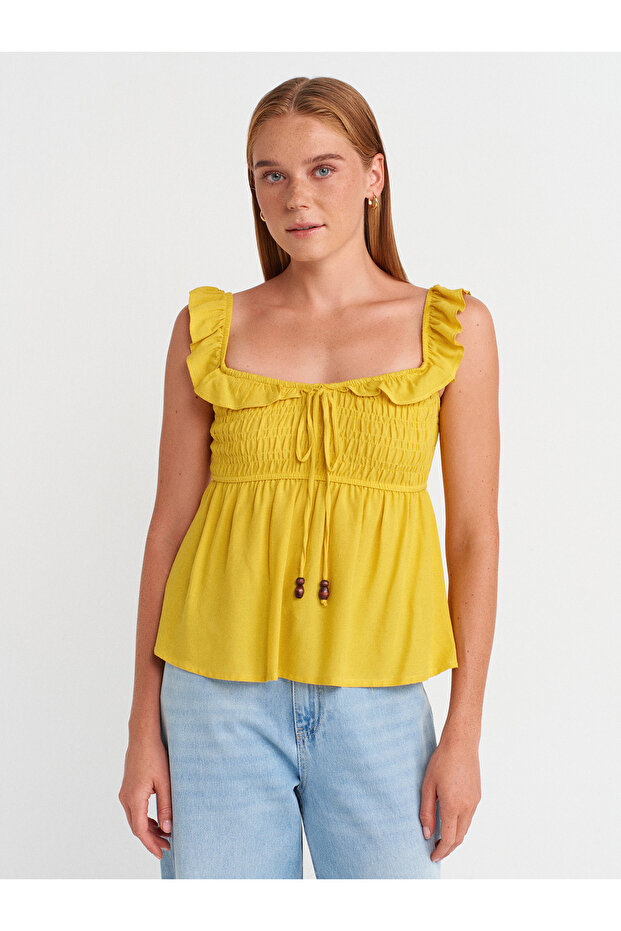 50873 بلوزة مكشكشة-أصفر