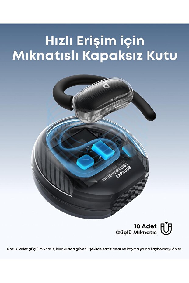 Soundcore V40i Open-Ear Bluetooth Kulaklık - IP55 - 21 Saat Oynatma - Bluetooth 5.4 - Siyah - A3878 - 3