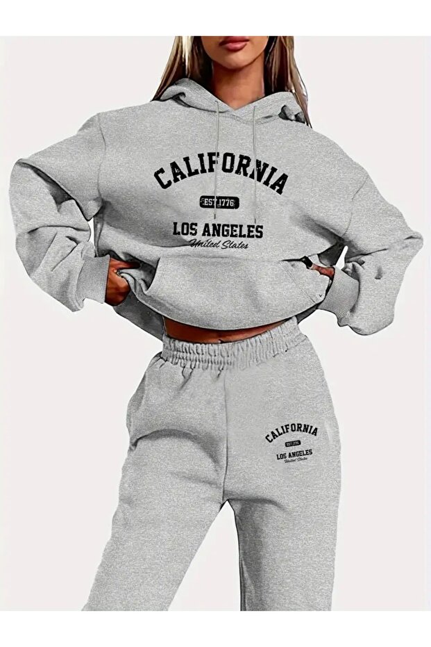 California Los Angeles Printed Unisex Women/Men Oversize Bottom/Upper Tracksuit Set
